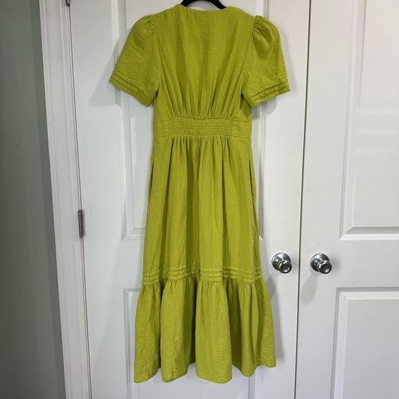 Boden Eve Double Cloth Midi Dress Chartreuse 4 - Picture 6 of 9